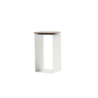 12" White And Brown Aluminum And Heavy Duty Resin Outdoor Side Table