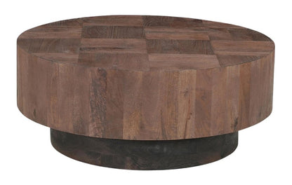 Set of Two Brown Solid Wood Round Pedestal Furniture Set