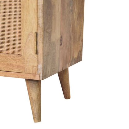 41" Beige And Oak Boucle And Solid Wood Upholstered Storage Bench With Cabinet And Shelves