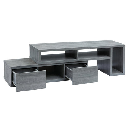 83" Gray Wood Enclosed and Open Storage TV Stand