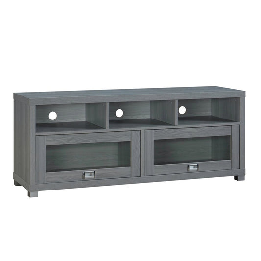 57" Gray Wood Enclosed and Open Storage TV Stand