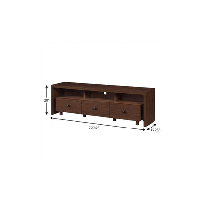 71" Brown Wood Enclosed and Open Storage TV Stand