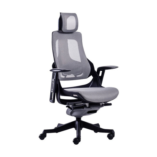 Gray And Black Adjustable Height Swivel Rolling Executive Office Chair