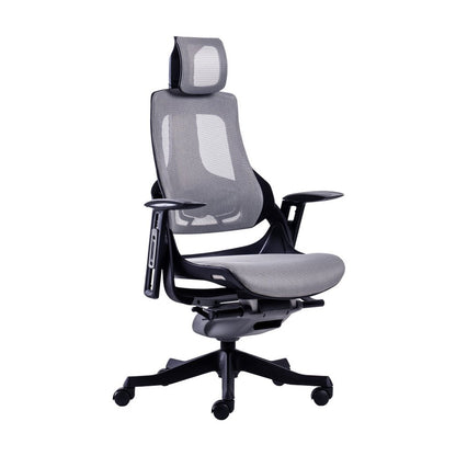 Gray And Black Adjustable Height Swivel Rolling Executive Office Chair