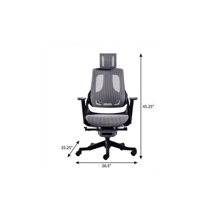 Gray And Black Adjustable Height Swivel Rolling Executive Office Chair