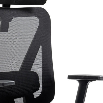 Black And Silver Adjustable Height Swivel Rolling Office Chair