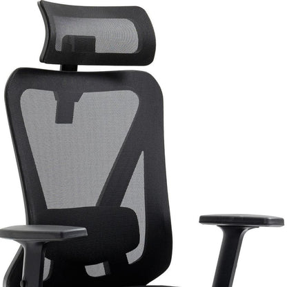 Black And Silver Adjustable Height Swivel Rolling Office Chair
