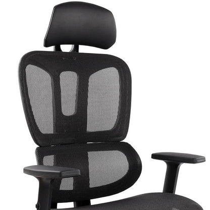 Black Adjustable Height Swivel Rolling Office Chair With Footrest