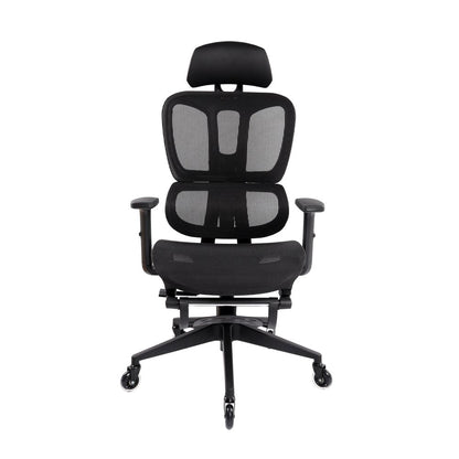 Black Adjustable Height Swivel Rolling Office Chair With Footrest
