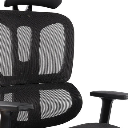 Black Adjustable Height Swivel Rolling Office Chair With Footrest