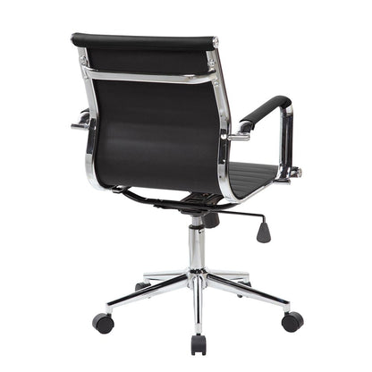 Black And Silver Faux Leather Swivel Rolling Executive Office Chair