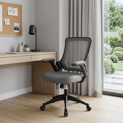 Gray Adjustable Height Swivel Rolling Office Chair