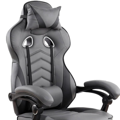 Gray Adjustable Height Swivel Rolling Racecar Executive Office Chair