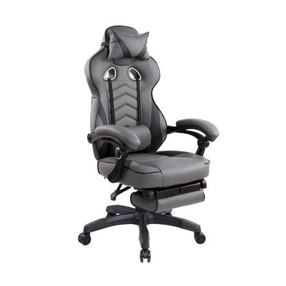 Gray Adjustable Height Swivel Rolling Racecar Executive Office Chair