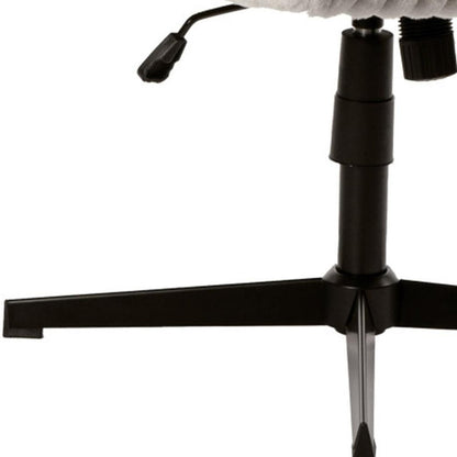 Ivory And Black Adjustable Height Faux Fur Swivel Rolling Gaming Chair