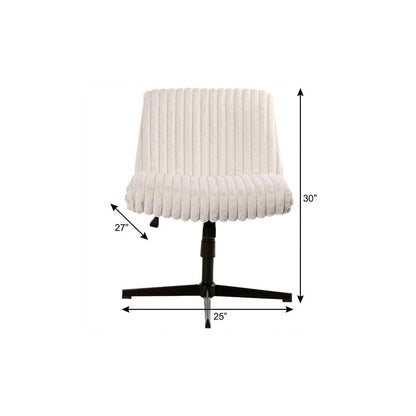 Ivory And Black Adjustable Height Faux Fur Swivel Rolling Gaming Chair