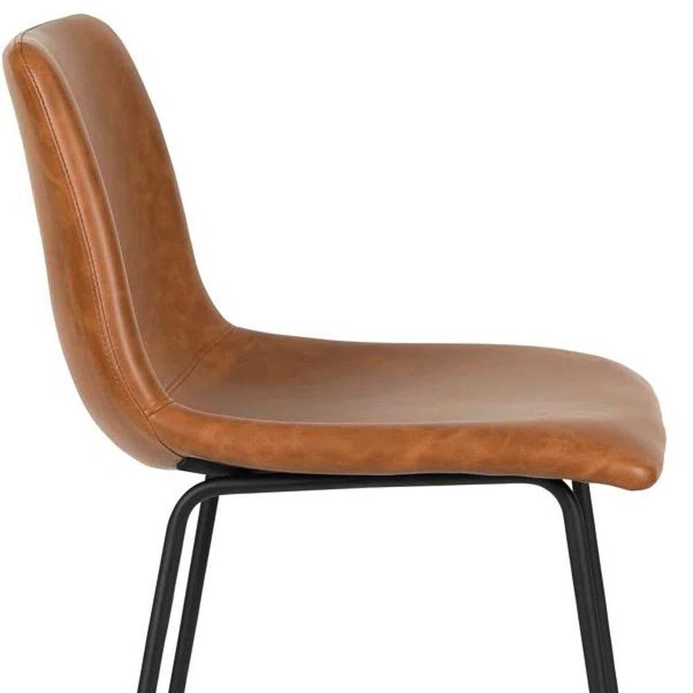 Set of Two 26" Brown And Black Faux Leather And Aluminum Counter Height Bar Chairs