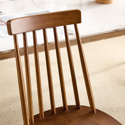 Set of Two Walnut Solid Wood Windsor Back Dining Side Chairs