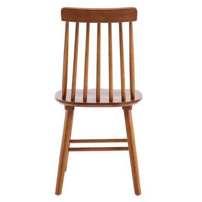 Set of Two Walnut Solid Wood Windsor Back Dining Side Chairs