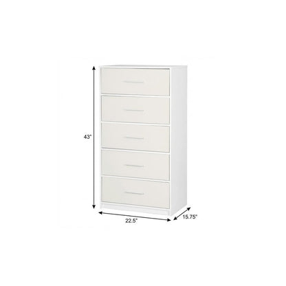 23" White Fabric Wood and Steel Five Drawer Lingerie Chest