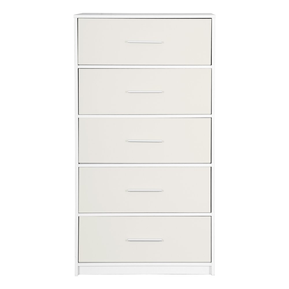 23" White Fabric Wood and Steel Five Drawer Lingerie Chest