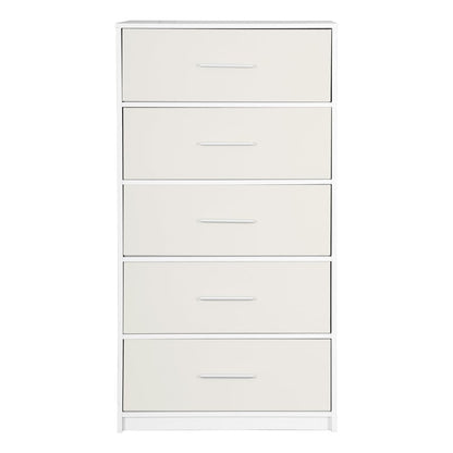 23" White Fabric Wood and Steel Five Drawer Lingerie Chest