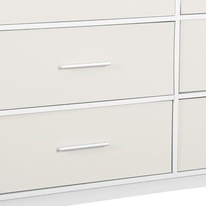 45" White Fabric Wood and Steel Six Drawer Double Dresser