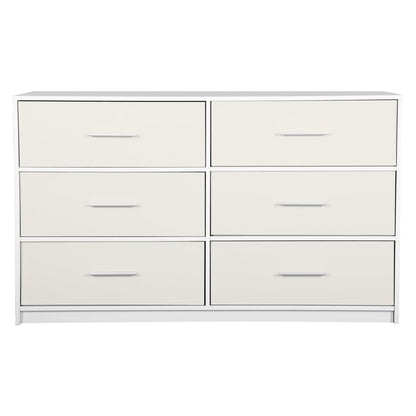 45" White Fabric Wood and Steel Six Drawer Double Dresser