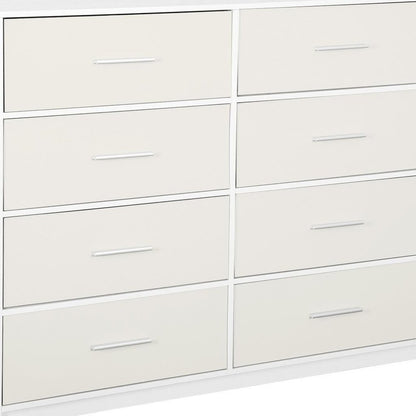 45" White Fabric Wood and Steel Eight Drawer Double Dresser