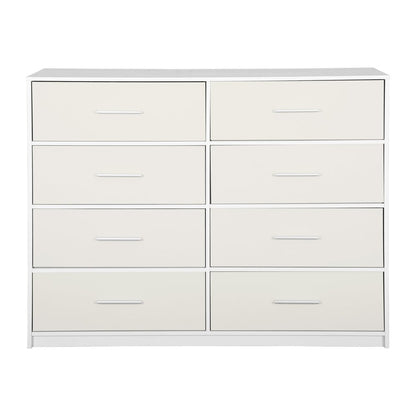 45" White Fabric Wood and Steel Eight Drawer Double Dresser