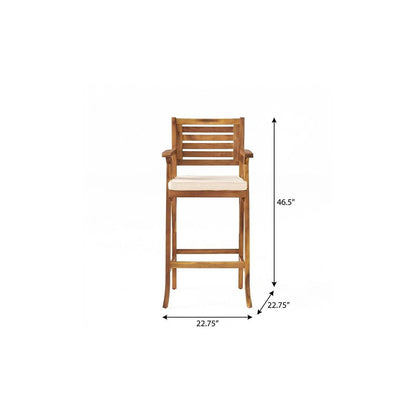 30" Natural Solid Wood Outdoor Bar Height Chair