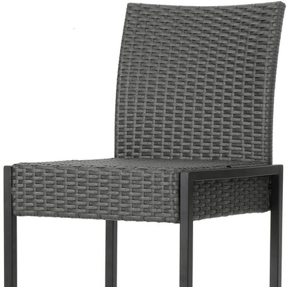 Set of Two 30" Gray Iron Outdoor Bar Height Chairs