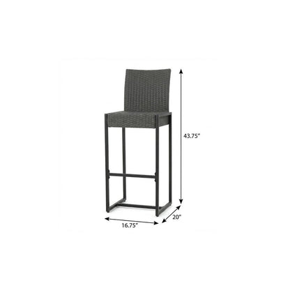 Set of Two 30" Gray Iron Outdoor Bar Height Chairs