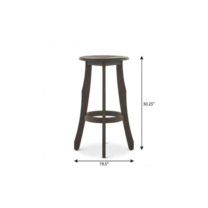 Set of Two 30" Dark Gray Solid Wood Backless Outdoor Bar Height Chairs