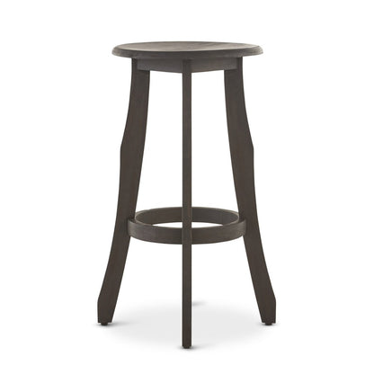 Set of Two 30" Dark Gray Solid Wood Backless Outdoor Bar Height Chairs