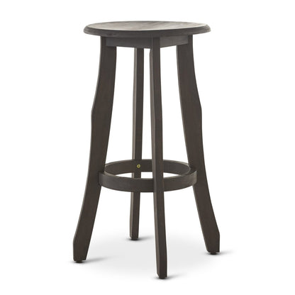 Set of Two 30" Dark Gray Solid Wood Backless Outdoor Bar Height Chairs
