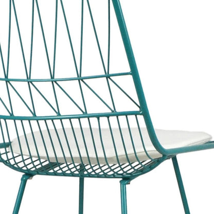 Set of Two 30" Teal Blue Iron Outdoor Bar Height Chairs