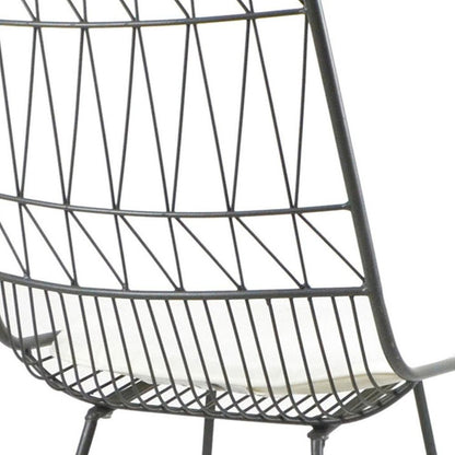 Set of Two 30" Gray And Ivory Iron And Cushion Outdoor Bar Height Chairs