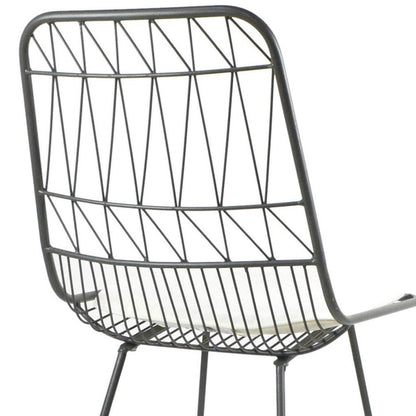 Set of Two 30" Gray And Ivory Iron And Cushion Outdoor Bar Height Chairs