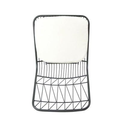 Set of Two 30" Gray And Ivory Iron And Cushion Outdoor Bar Height Chairs