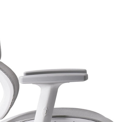 Light Gray And White Adjustable Height Swivel Rolling Gaming Chair With Footrest