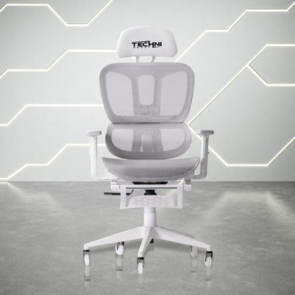 Light Gray And White Adjustable Height Swivel Rolling Gaming Chair With Footrest