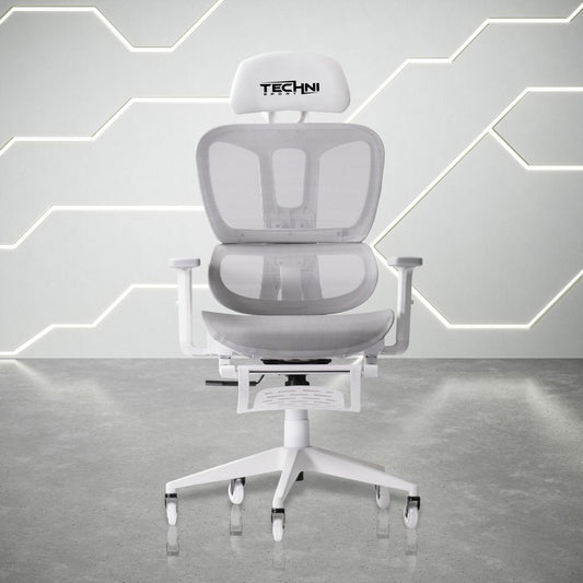 Light Gray And White Adjustable Height Swivel Rolling Gaming Chair With Footrest