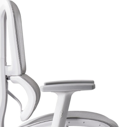 Light Gray And White Adjustable Height Swivel Rolling Gaming Chair With Footrest
