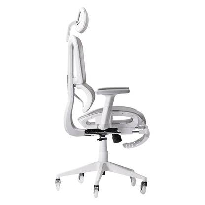 Light Gray And White Adjustable Height Swivel Rolling Gaming Chair With Footrest
