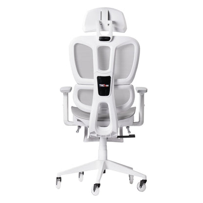 Light Gray And White Adjustable Height Swivel Rolling Gaming Chair With Footrest