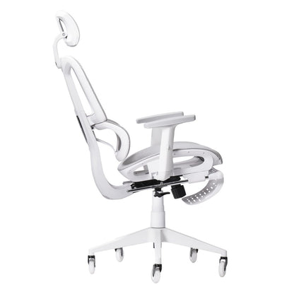 Light Gray And White Adjustable Height Swivel Rolling Gaming Chair With Footrest