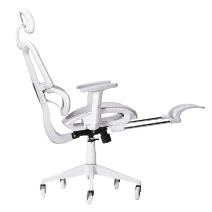 Light Gray And White Adjustable Height Swivel Rolling Gaming Chair With Footrest
