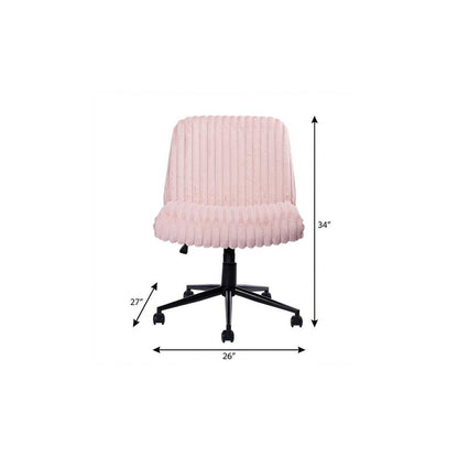 Pink and Black Adjustable Height Faux Fur Swivel Rolling Gaming Chair