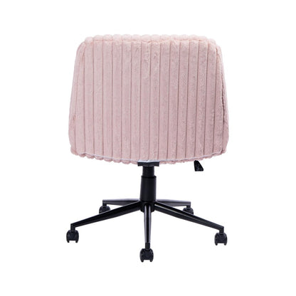 Pink and Black Adjustable Height Faux Fur Swivel Rolling Gaming Chair